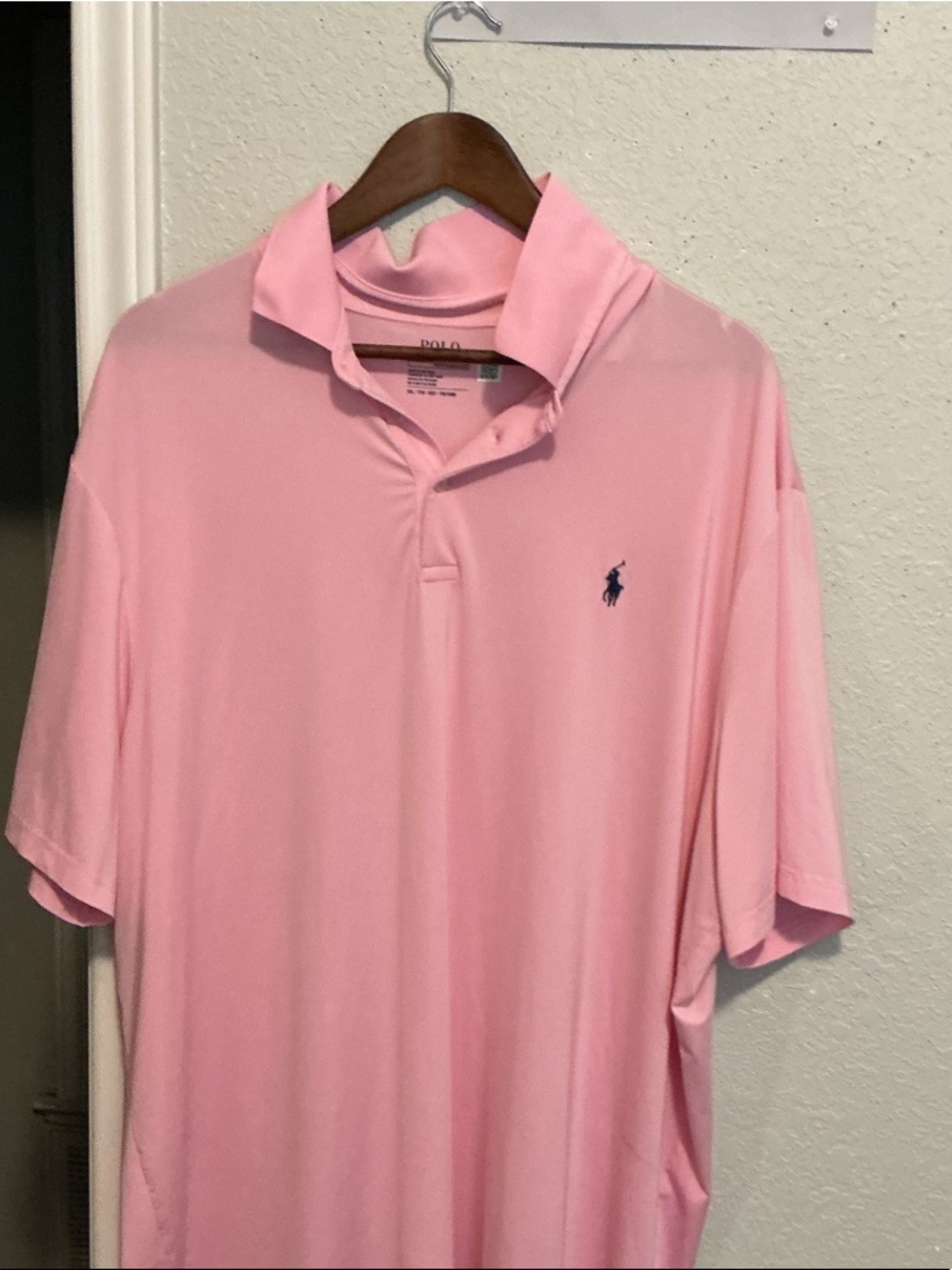 Polo by Ralph Lauren Men’s Light Pink Polo Shirt with Navy Pony
